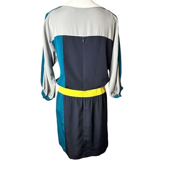 Eliza J Black  Women’s MISSY Color Block 3/4 Dolmen Sleeve Dress Sz 8 Blue Gray - Picture 4 of 6